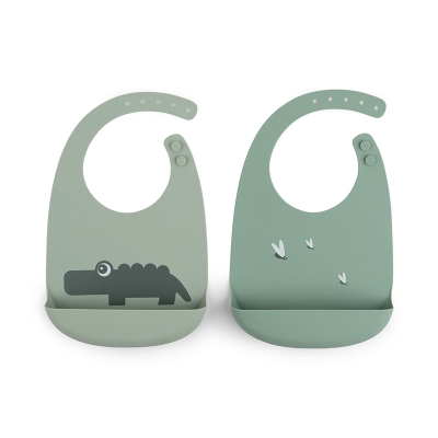Pack de 2 Babetes de Silicone Croco Verde Pack de 2 Babetes de Silicone Croco Verde