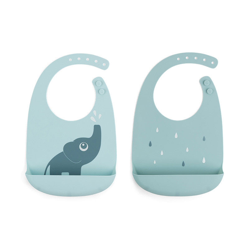 Pack de 2 Baberos de Silicona Elphee Azul