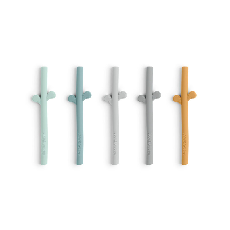 Pack de 5 Pajitas de Silicona Azul Mix