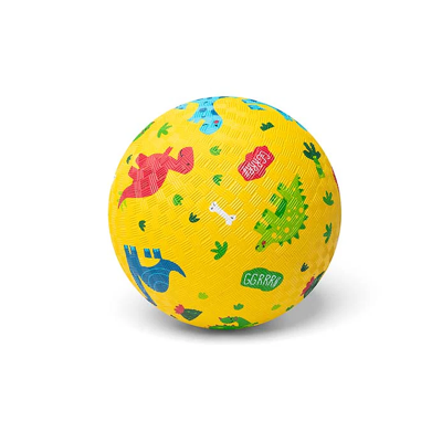 Pelota Caucho Natural Dinosaurios Amarilla 18CM