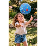 Pelota Caucho Natural Estrellas 18CM