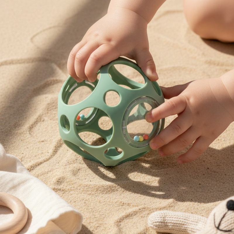 Pelota con Sonajero y Mordedor Verde 