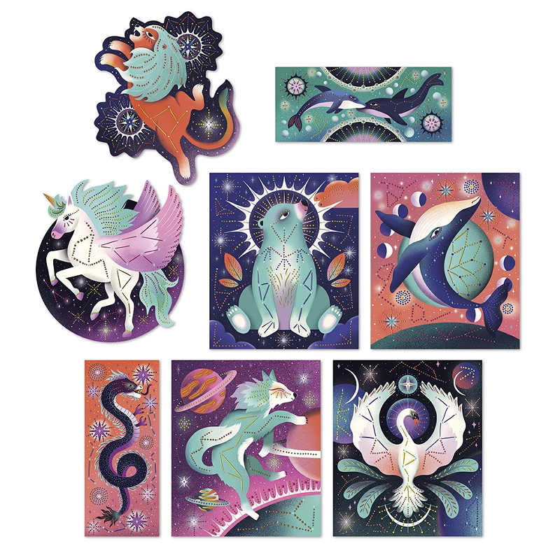 Pintura 3D Puntillisimo Animales Cósmicos
