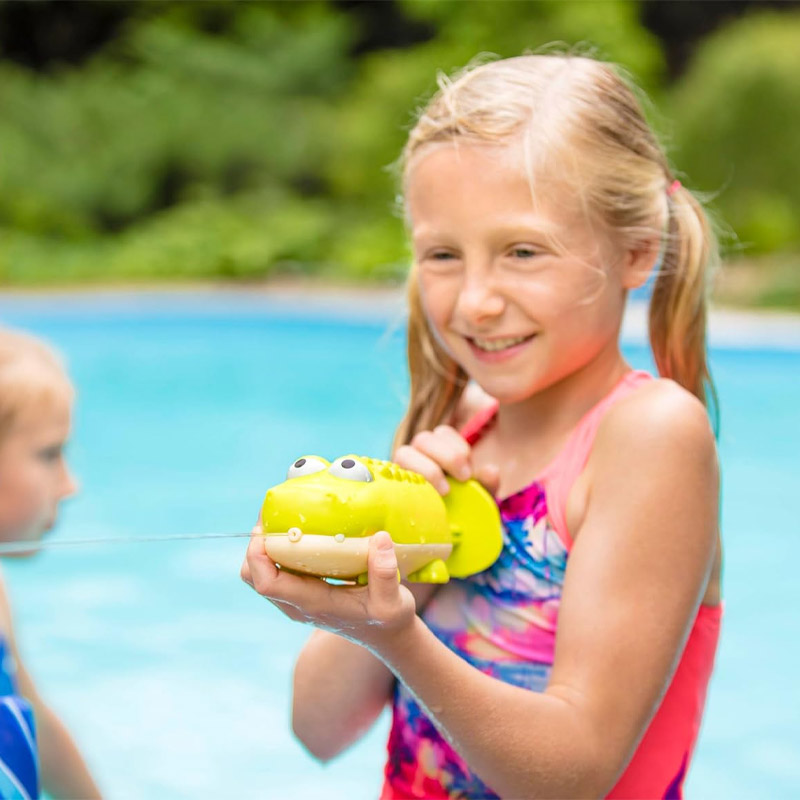 Pistola De Agua Cocodrilo Con Succión – Juguete De Playa Para Niños, Chorro A Larga Distancia, ABS, Tamaño 18,5 Cm