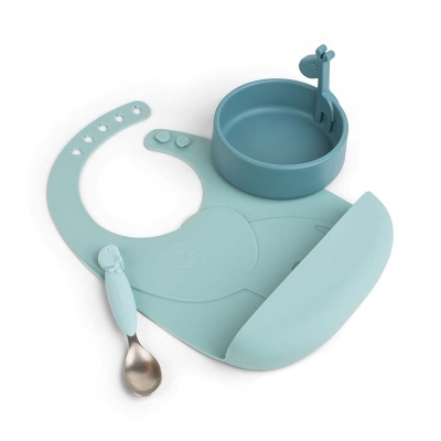 Primeira Louça de mesa de Silicone Peekaboo Azul Primeira Louça de mesa de Silicone Peekaboo Azul