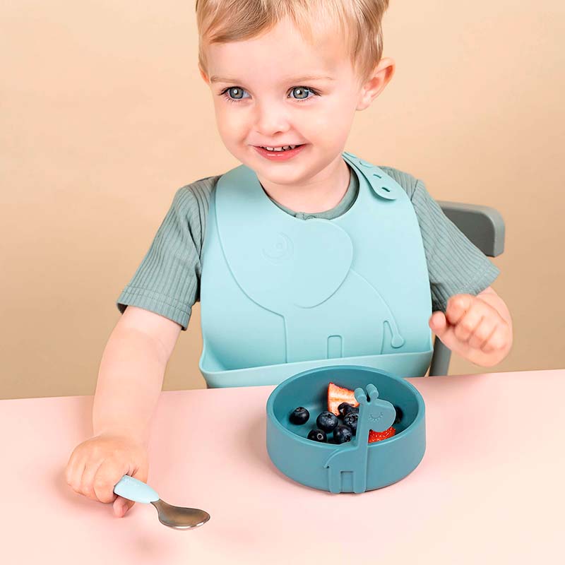 Primera Vajilla de Silicona Peekaboo Azul