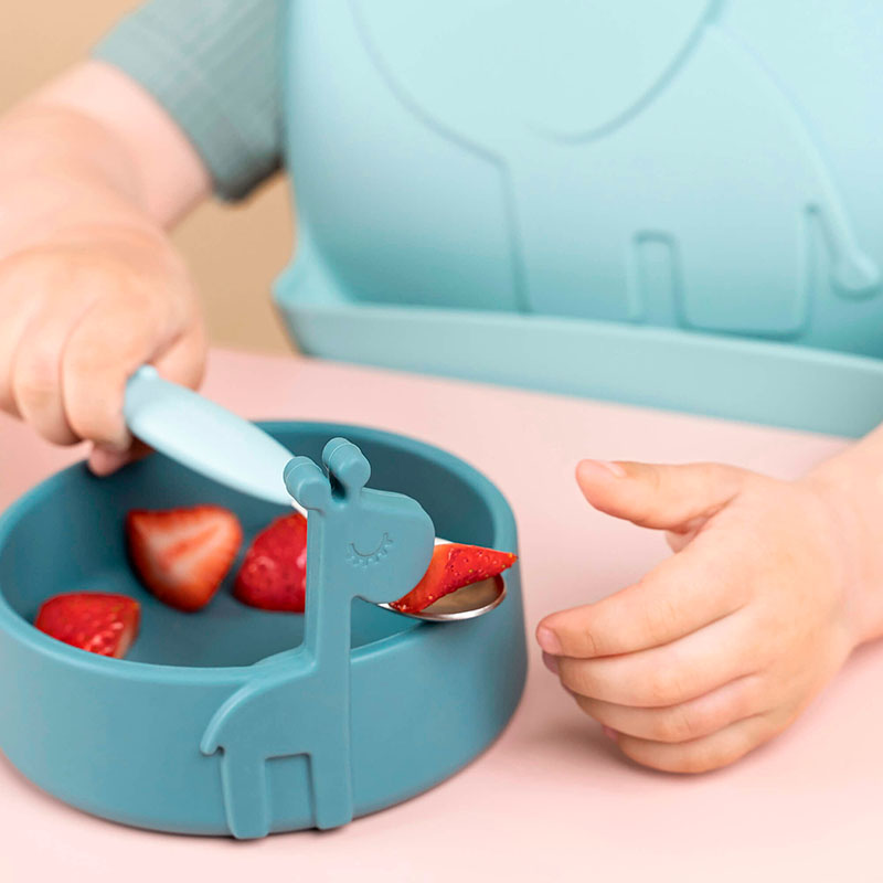 Primera Vajilla de Silicona Peekaboo Azul