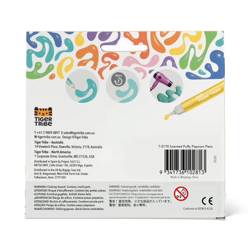 Rotuladores perfumados 3D Puffy Popcorn de Tiger Tribe
