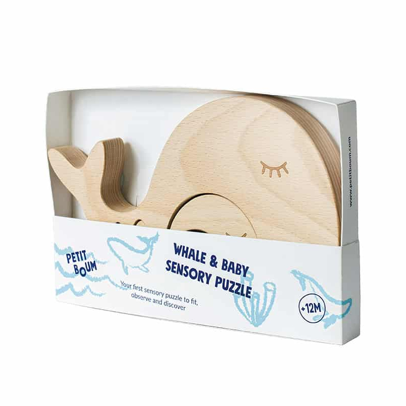 Puzzle de madera sensorial Ballena y Bebé 