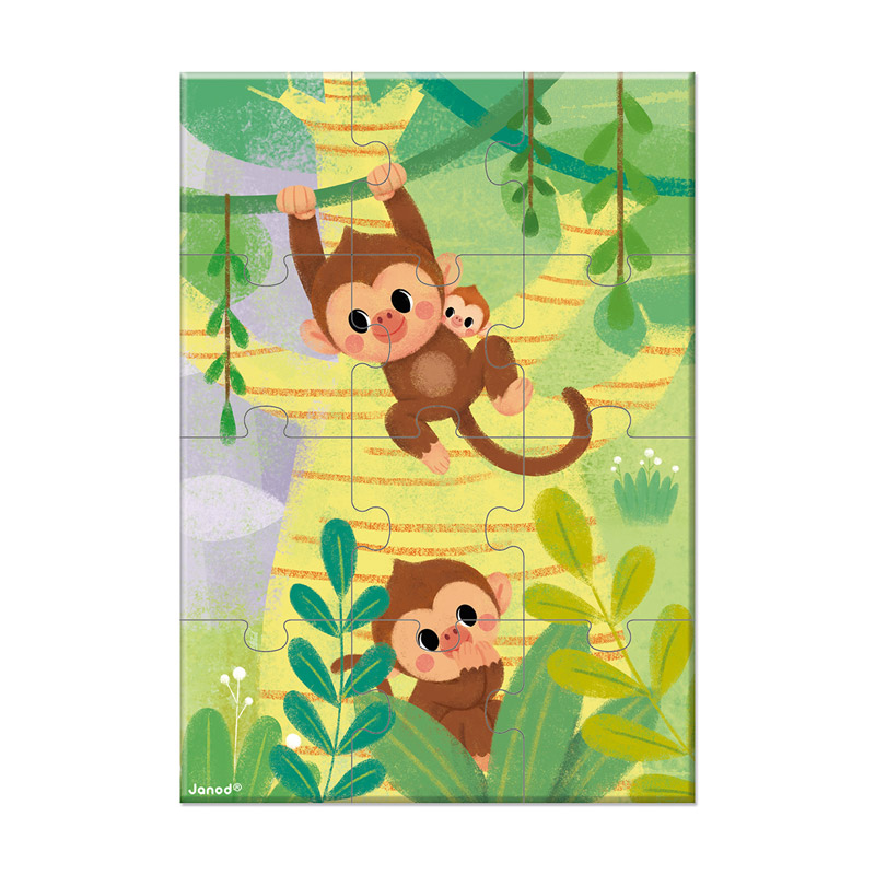 Puzzle de Bolsillo Monos 12 piezas