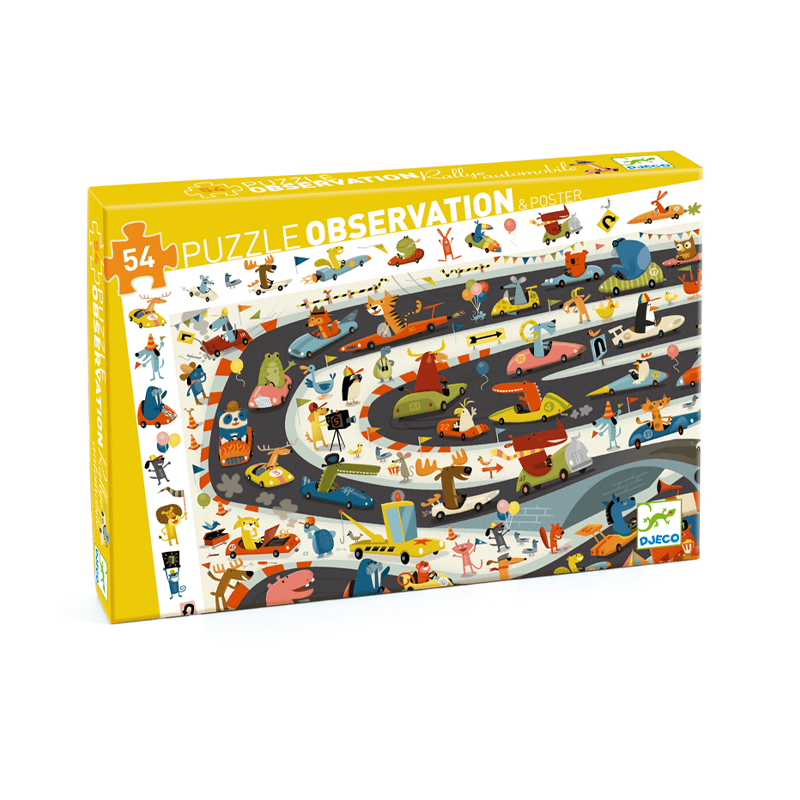 Puzzle de observación Rally de coches 54 piezas