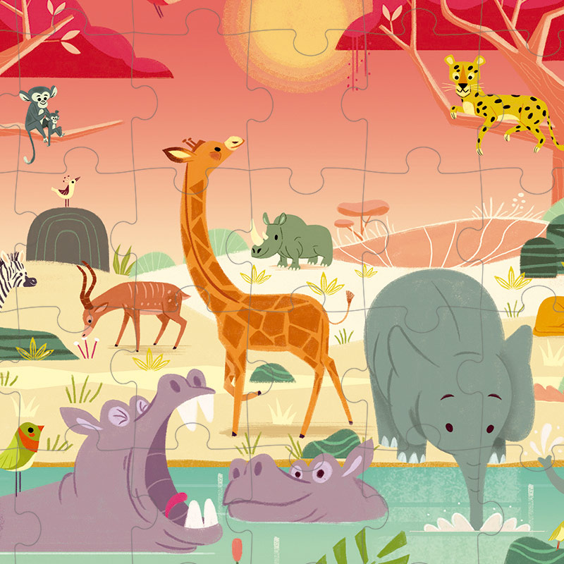 Puzzle Reserva de Animales: 54 piezas