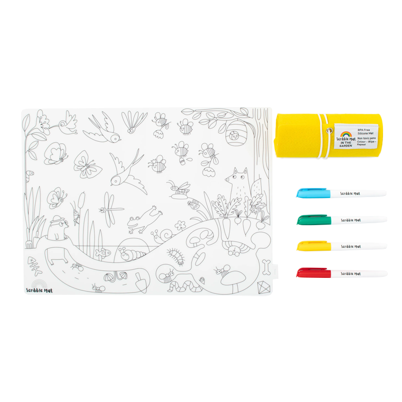 Scribble Mat Tapete reutilizable para colorear: En el Jardín