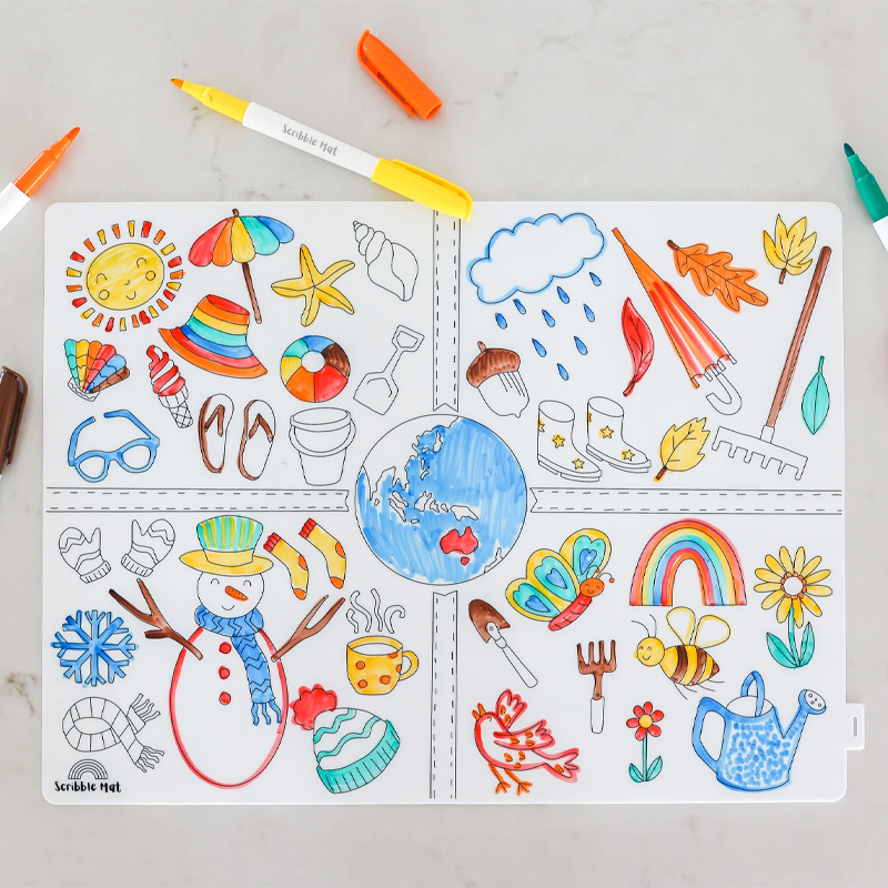 Scribble Mat Tapete reutilizable para colorear: Las Estaciones