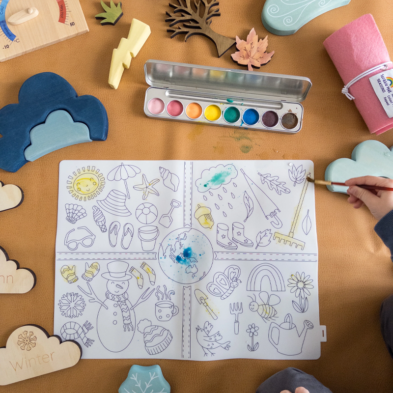 Scribble Mat Tapete reutilizable para colorear: Las Estaciones