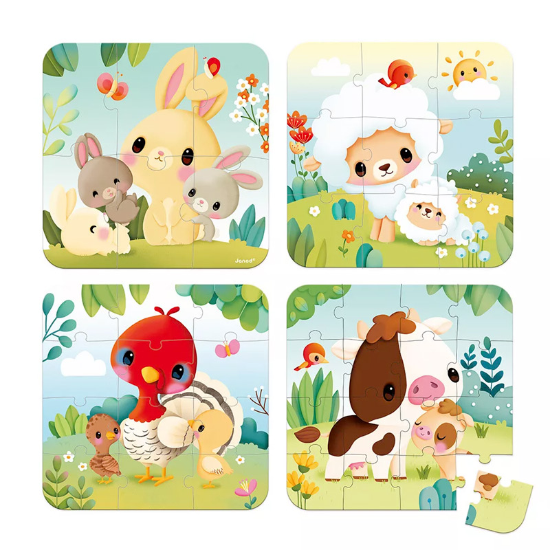 Conjunto de 4 Puzzles Evolutivos: Animais da Quinta
