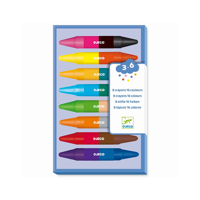 Set de 8 ceras de colores dobles