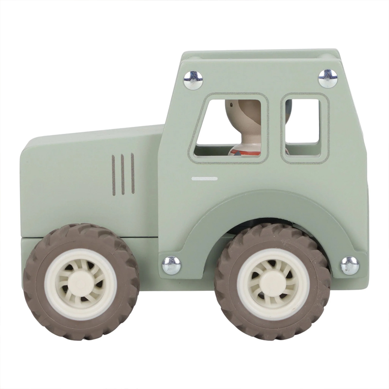 Tractor de madera verde con granjero de Little Dutch