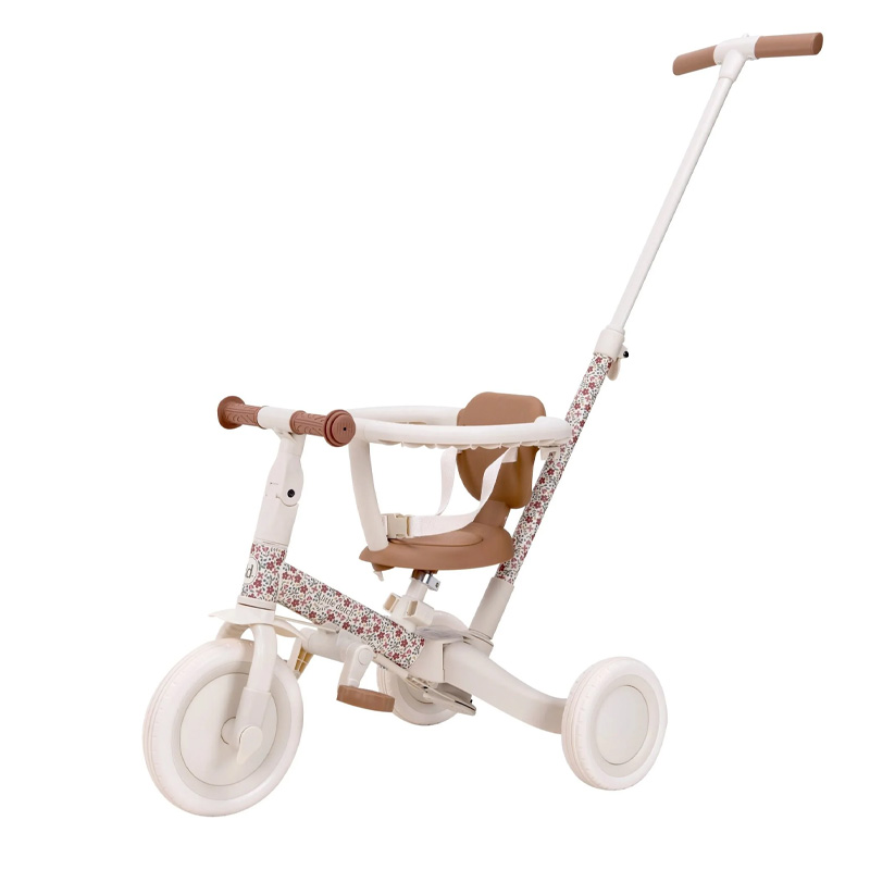 Triciclo evolutivo 4 en 1 con Barra Blanco Flores