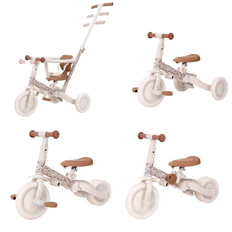 Triciclo evolutivo 4 en 1 con Barra Blanco Flores