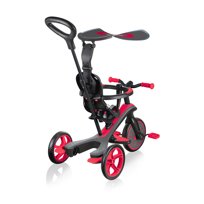 632-105 Rouge Noir Globber Trike Explorer 4EN 1 Tricycle et draisienne Tout en Un 
